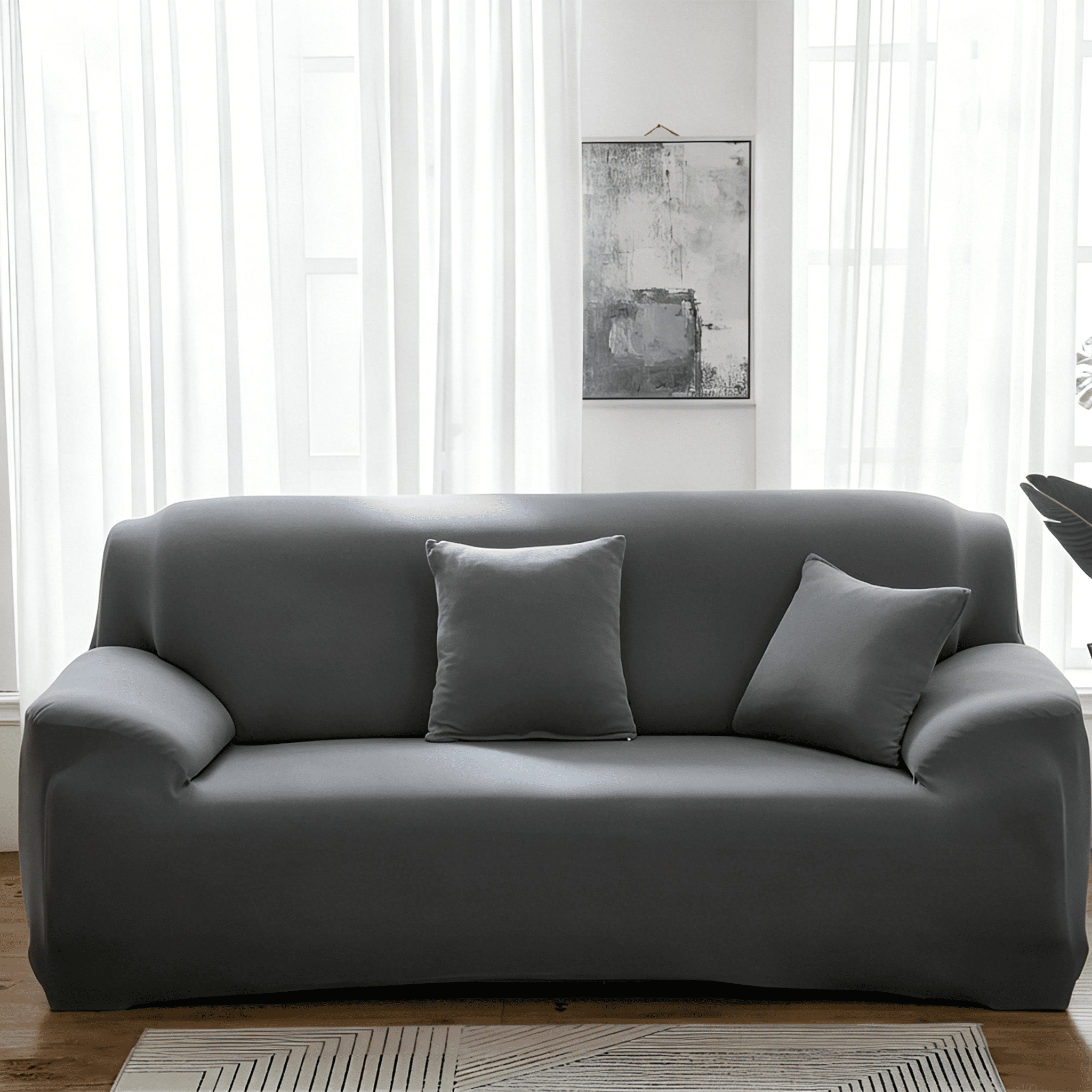 AUQ 2026 New Couch Cover for Living Room,4 Seater Stretch Furniture Protector,Cover for Couch Dust-Proof Loveseat Cover - Elastic Fit,Machine Washable,Pet Friendly Home Decor (Light Purple)