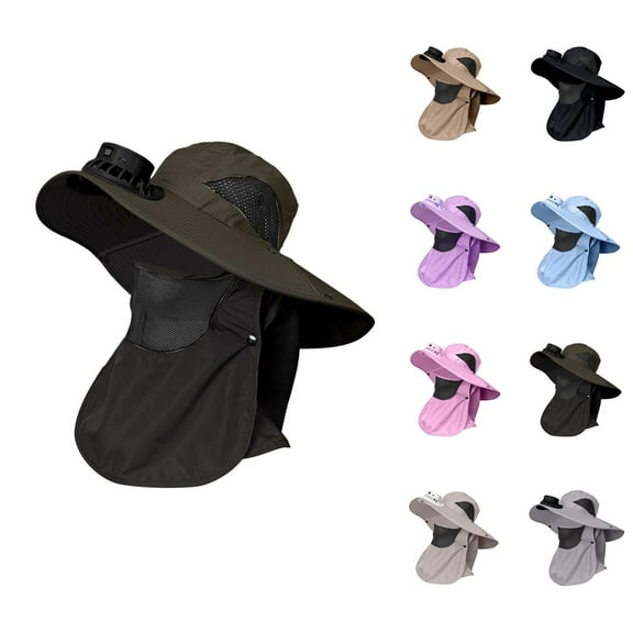 Solar Fan Bucket Hat for Women and Men – Five‑Setting USB Solar Powered Wide Brim Sun Hat with Face Shield, UV Protection Outdoor Hat for Fishing, Travel