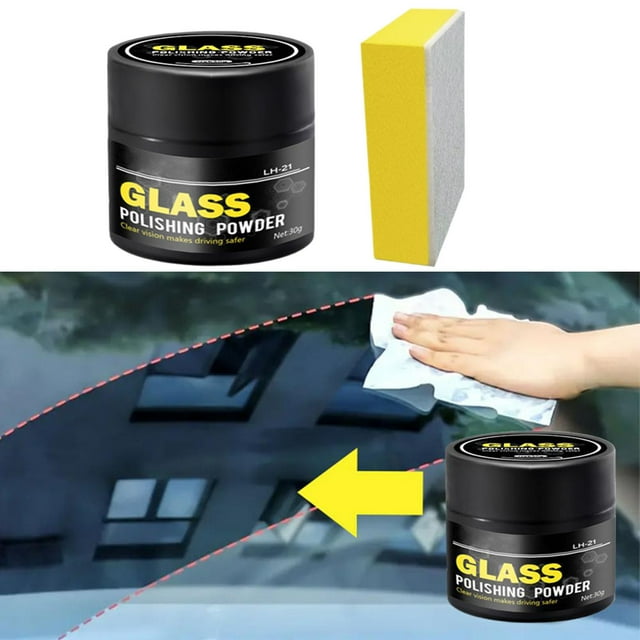 BotaniNest Glass Scratch Remover Car Window Screen Cleaner 30g Glass Powder Scratches From Glass Car Windshield Scratch Remover Scratch Windshield Wash Polish For Home Glass Sponge
