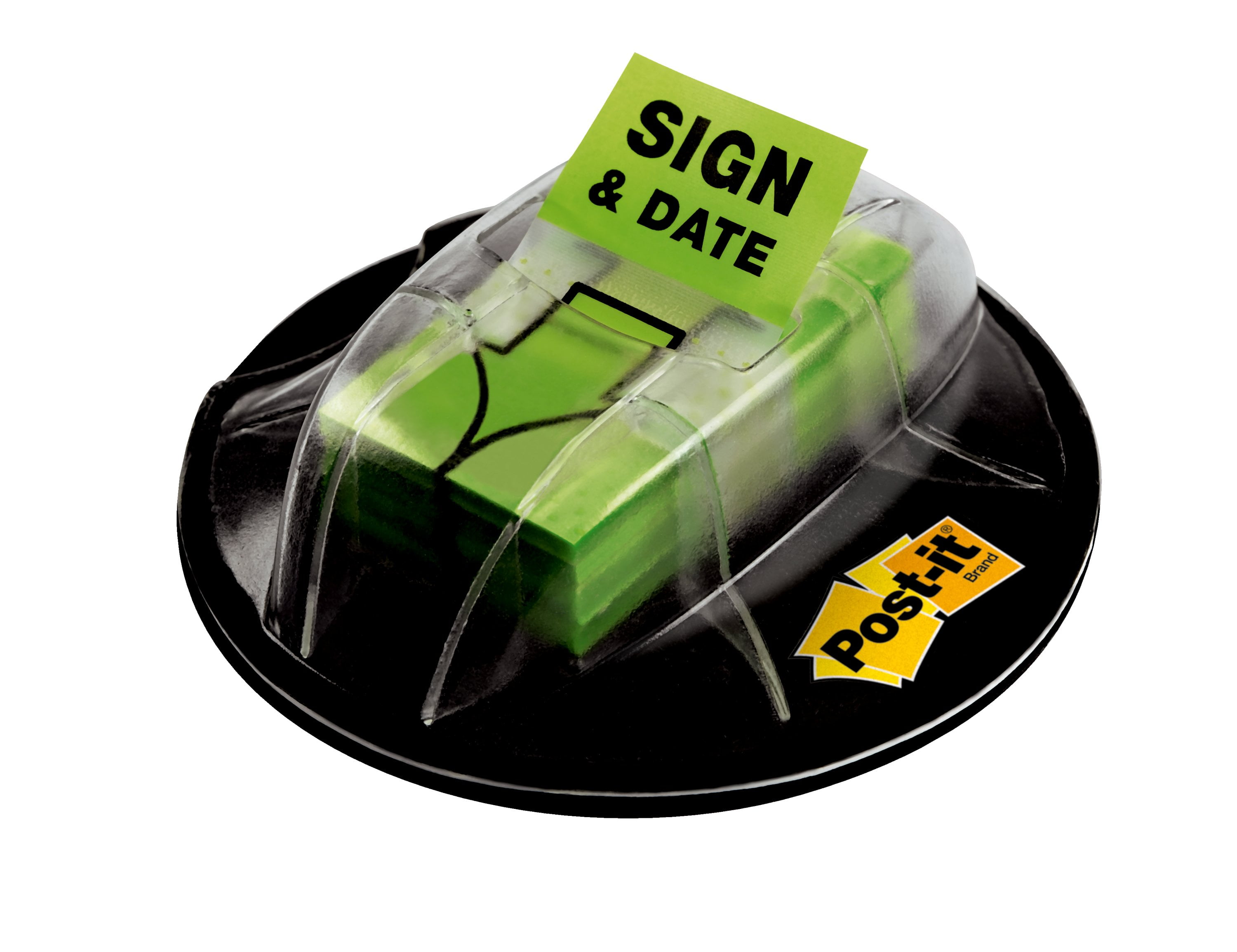 Post-It Sign and Date Flags, 1', Green Grip Dispenser, 200 Flags
