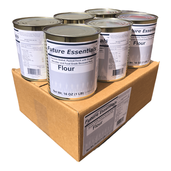 Future Essentials Freeze Dried Food For Emergency and Long Term Storage Food For Camping and Hiking, All Purpose White Flour #2.5 / 16oz / Can - 6 Cans ✅