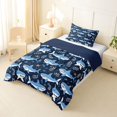 thumbnail image 3 of Feelyou Ink Ocean Shark Twin Comforter Sets for Kids Boys Girls, kawaii Marine Animal Bedding Set, Navy, Blue Reversible, 2-Piece, 3 of 6