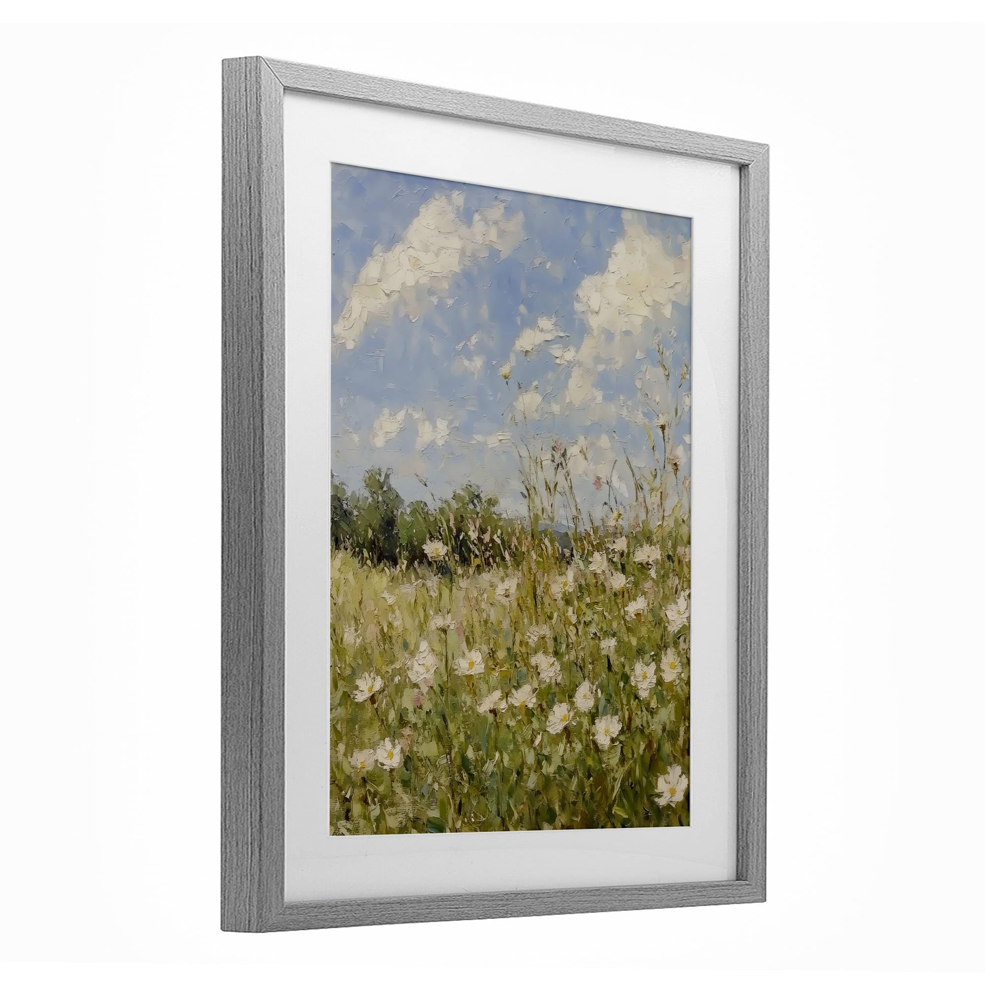 Stupell Industries Wildflower Field Beneath Blue Sky Gray Framed Print Under Glass, design by LSR Design Studio
