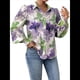 thumbnail image 3 of Camisas de Estilo Bohemio con Cuello en V, Botones y Mangas Largas con Estampado Floral para Mujer, para Otoño. Púrpura-Verde M, 3 of 9