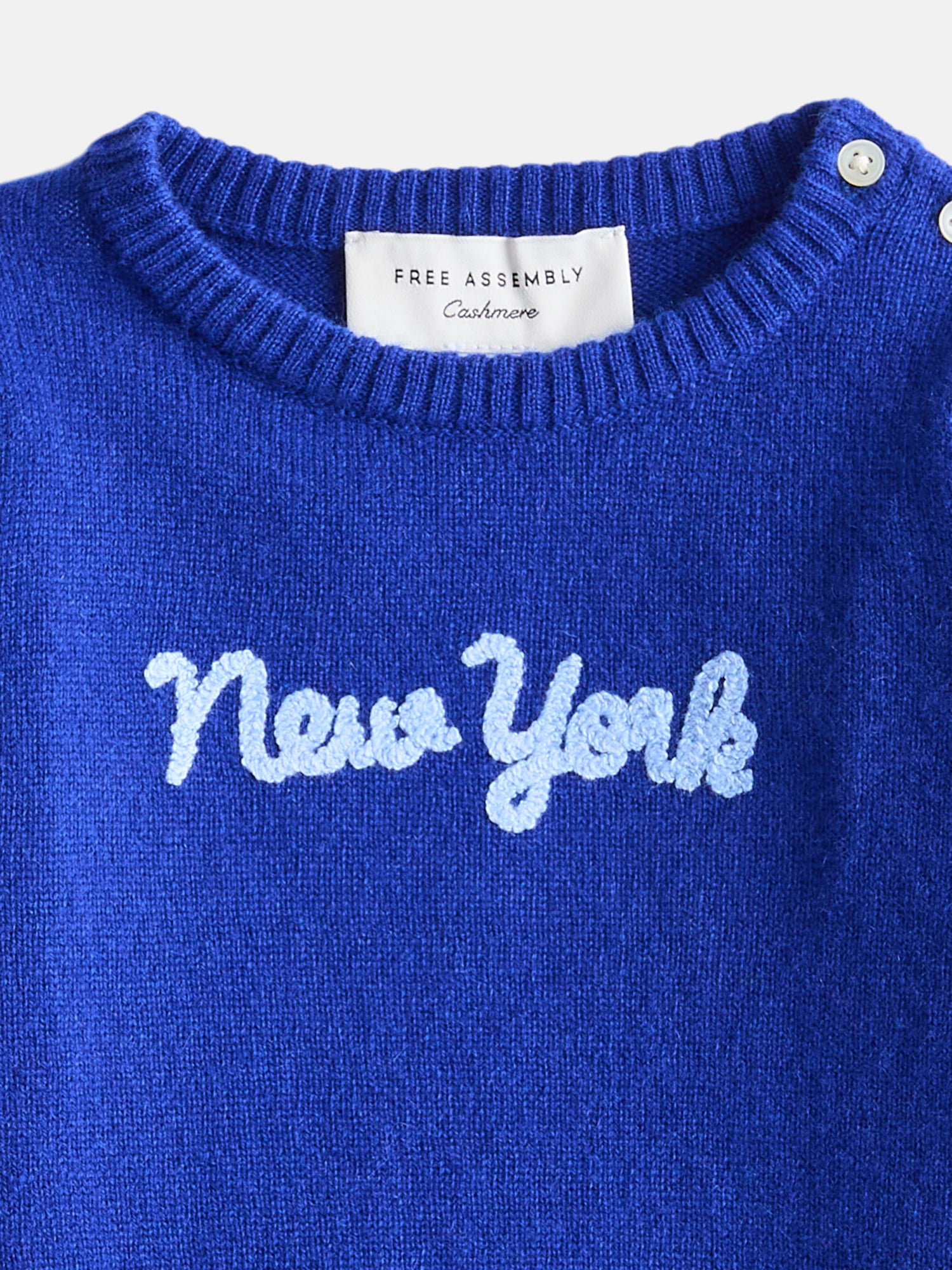 Free Assembly Baby Girls' Embroidered Cashmere Sweater with Puff Sleeves, Sizes 6/9M-18M