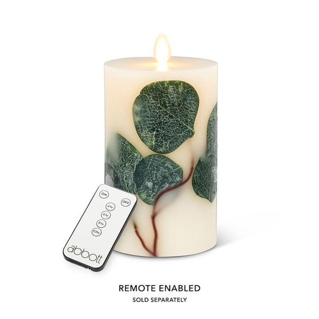 Abbott Collection AB-24-3477 Bougie Reallite Eucalyptus 6 Po., Ivoire & Vert - Moyen