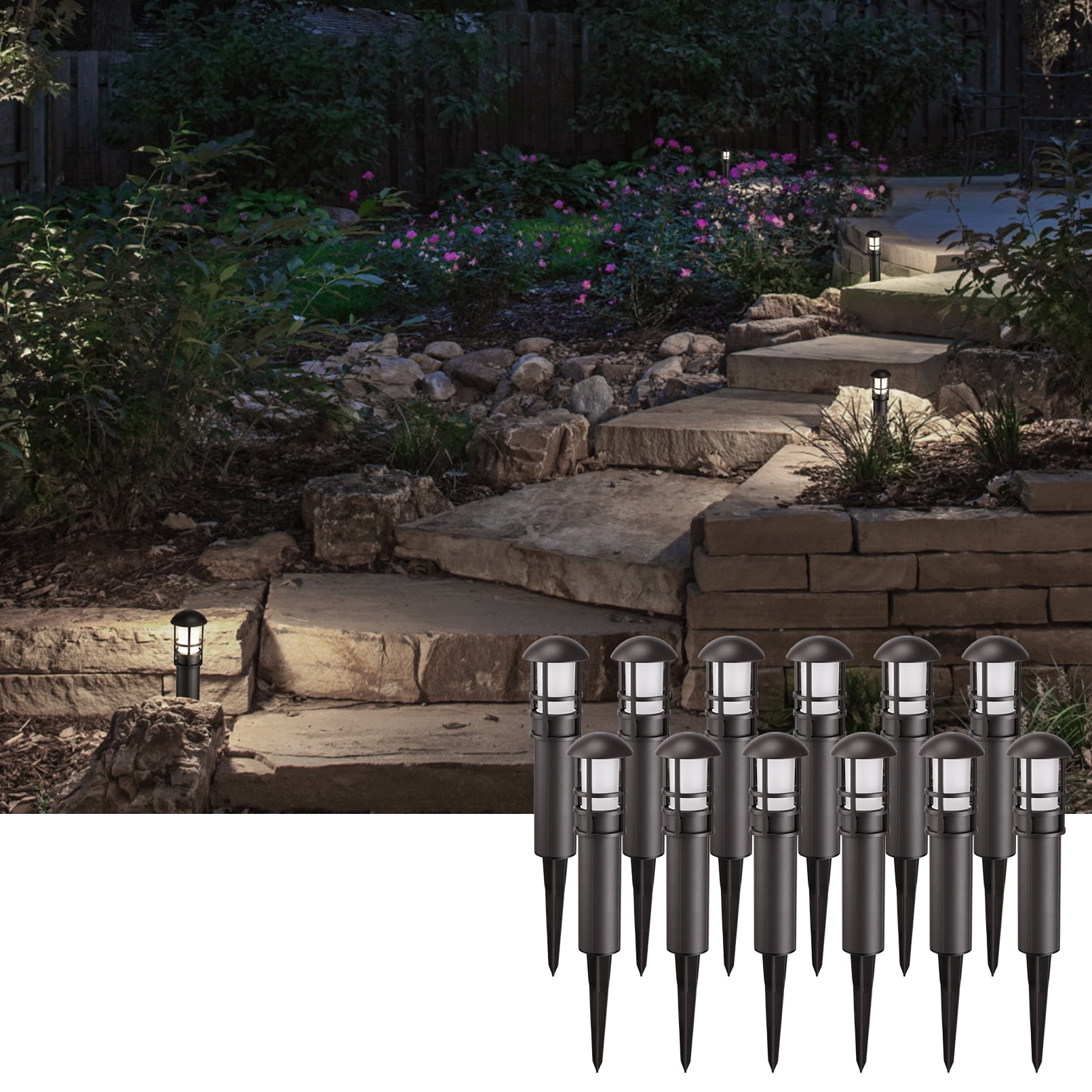 Details about   15" Black Metal Cage Low Voltage LED Landscape Light Glass Lens Garden Decor 