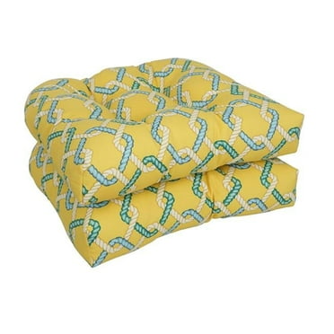 Blazing Needles 93184-2CH-OD-105 19 in. U-Shaped Outddor Dining Chair Cushions, Capecod Summer - Set of 2