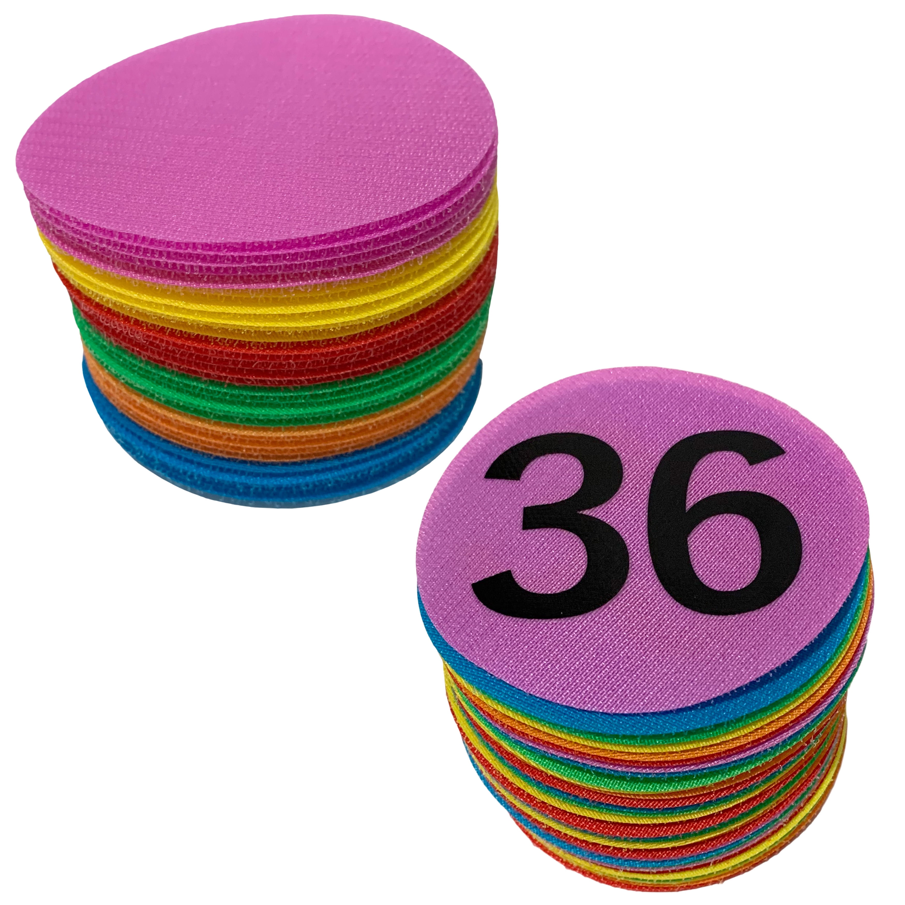 30 Blank Markers and 36 Numbered Markers - Circle Carpet Spot Markers 4  Inches Non-Skid Hook and Loop for Classroom Floor Spot Markers 