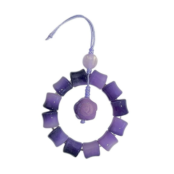 Hxlamzoo Purple Plastic Car Pendant Accessory - Automotive Rearview Mirror Hanging Decor, Buddhist Bead Phone Chain for Men Women, Handcrafted Weaving Design (10cm, Lightweight 100g)