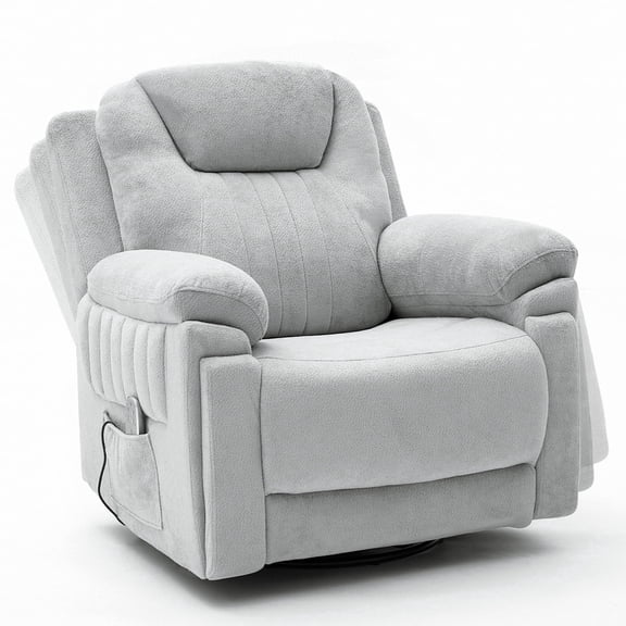 Pmango Electric Automatic Rocking Recliner Chair for Adults with 3 Speeds, Wired Remote Control, Power Auto Rocking Recliner, 5-15 Minutes Rocking Timer Function, for Living Room, Nursery, Light Gray