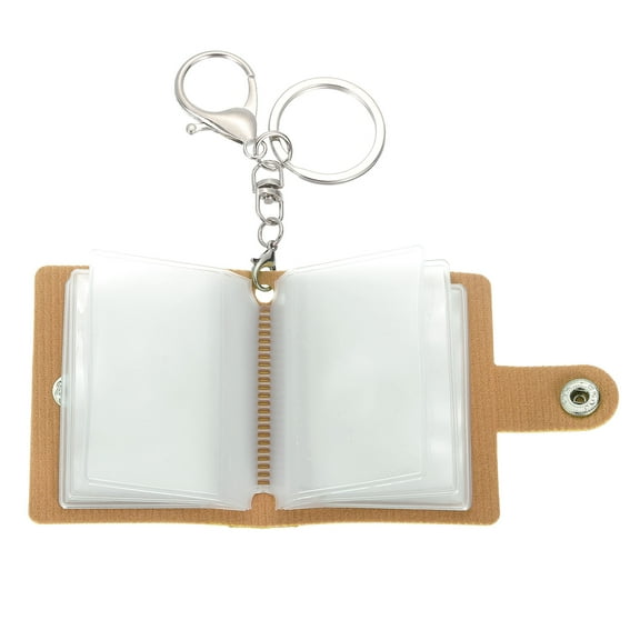 1 Pcs Personalized Leather Mini Photo Album Keychain with 10 Pictures, Coffee