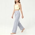 thumbnail image 6 of nerohusy Kids Wide Leg Pants Girls Elastic High Waisted Sports Pants Casual Solid Full Length Leg Pants with Pockets 14-15 Years, 6 of 7