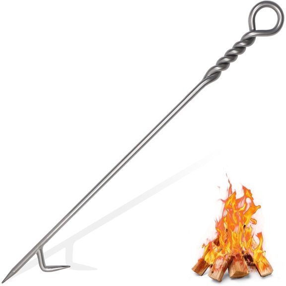 CKLT 40'' Fire Poker for Fire Pit Outdoor 316 Stainless Steels Fireplace Poker for Fire Pit Bonfire
