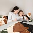 thumbnail image 4 of Castle Fairy Boho Black Girl Full Size Comforter Sets 3-Piece,Vintage Tropical Leaf Print Bedding Comforter Set,Beige,Grey Reversible,1 Comforter and 2 Pillowcases, 4 of 6