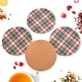 thumbnail image 6 of Christmas Tartan Red Green Plaid Drinks Coasters, Non-Scratch Cork Base Round Cups Mats for for Wooden Coffee Table, Cool Housewarming Gift for Home Decor, 6 of 7