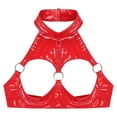 thumbnail image 4 of Lencería Sexy para mujer, sujetador con aros y copa abierta, Top corto, lencería exótica con remaches y anillo redondo, sujetadores de charol con pecho abierto, 4 of 5