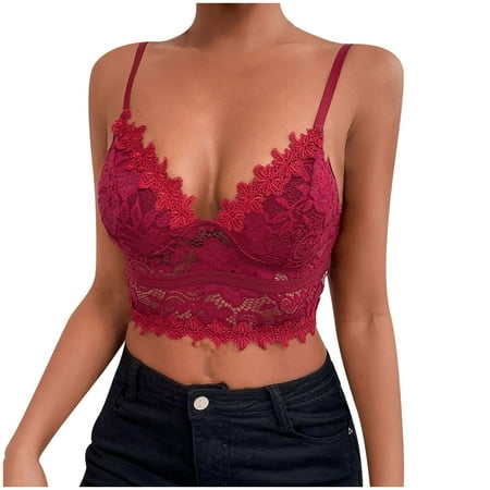 

Hesxuno Womens Sexy Underwear Womens Lace Sexy Perspective Sling Back Hollow Out Bra Underwear Vest