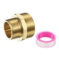 thumbnail image 1 of Uxcell Brass Pipe Fitting, 1" BSP Male x 1-1/4" BS Male Thread Connector Brass Hex Nipple Reducing Coupling Connector for Gas Water Refrigeration System Conversion, 1 of 7