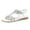 Silver, variant on Women Sandals & Floral Decor Elastic Ankle Strap Low Heel Bohemian Beach Sandals ,Us Size:6.5