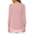 thumbnail image 5 of Otntypg 3/4 Sleeve Sparkly Tops for Women Dressy Casual Ruched Mesh Pleated Crew Neck Layered Flowy Tunic Blouse Loose Fit Glitter Cocktail Party Evening Shirts Pink XXL, 5 of 8