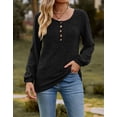 thumbnail image 3 of Button Up Blouses Tops for Women Elegant Lantern Long Sleeve T-Shirts Ribbed Knitted Tunic Tee Shermie, 3 of 6