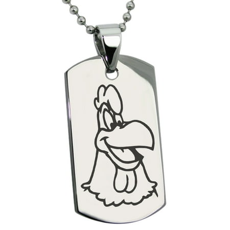 stainless steel looney tunes foghorn leghorn engraved dog tag