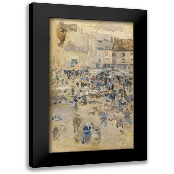 Whistler, James McNeill 10x14 Black Modern Framed Museum Art Print Titled - Variations in Violet and Greyâ€”Market Place, Dieppe