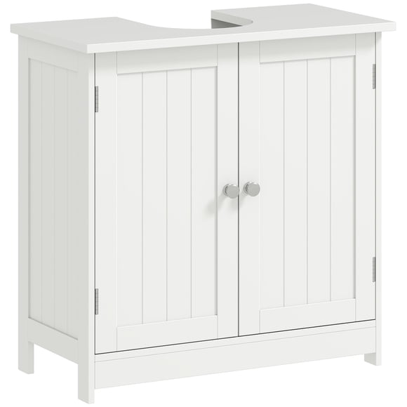 24" White Pedestal Sink Bathroom Vanity Cabinet with Shelf & Doors - Compact Under Sink Storage for Living Room, Bedroom, or Office