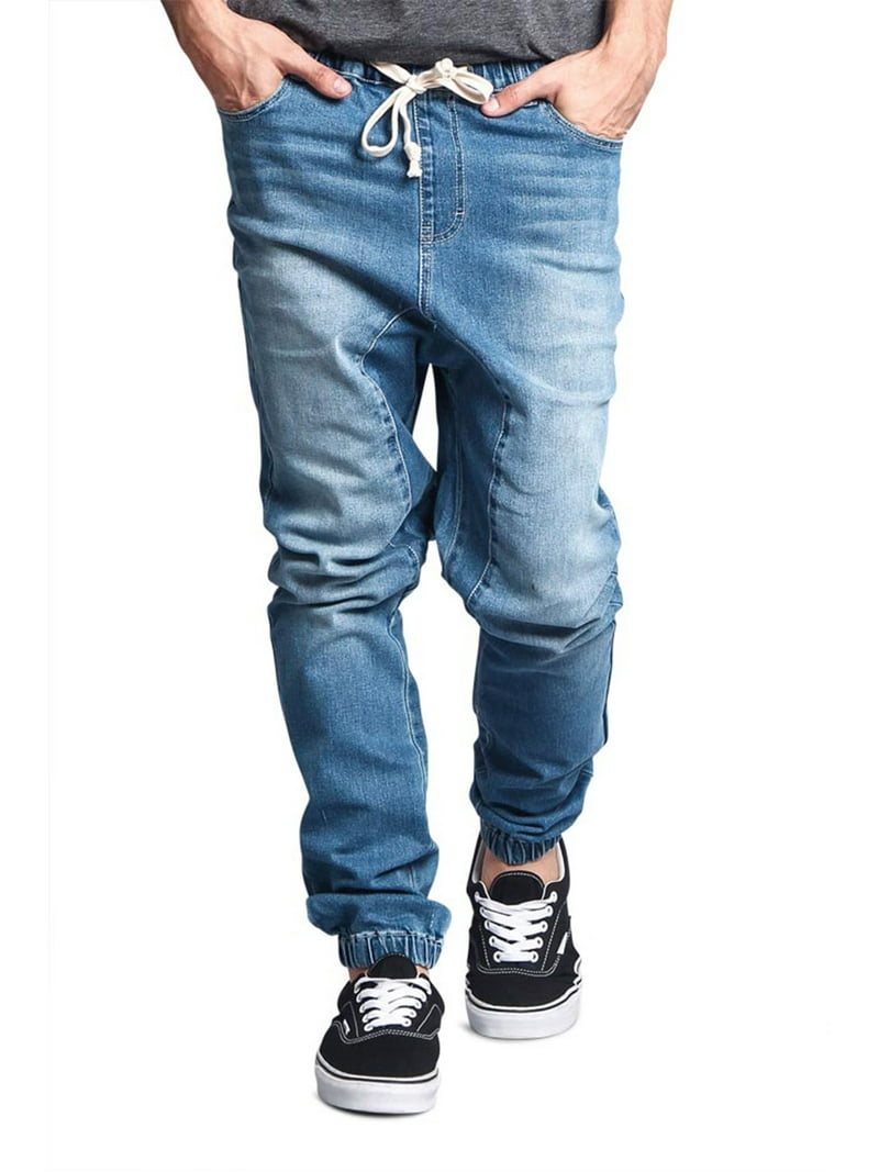 Victorious Men's Casual Spandex Drop Crotch Jogger Denim Pants