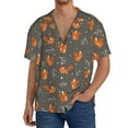 thumbnail image 1 of Bingfone cute fall fox leaf for Men's Cuban Collar Short Sleeve Shirt with Pocket Button Down Cardigan Summer Shirt-X-Large, 1 of 5