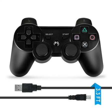 - ABLEGRID Wireless Bluetooth Game Controller for Sony PS3 Black