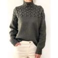 thumbnail image 2 of Frontwalk Sweaters For Women's Turtleneck Pullover Tops Solid Color Soft Comfy Cable Knit Sweaters Fashion Crewneck Jumper  Grey 2XL, 2 of 3