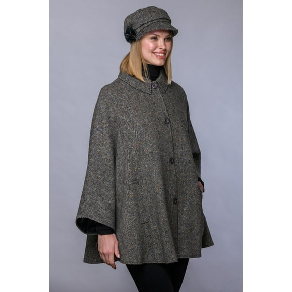 Mucros Weavers Irish Country Cape For Women (Gray)