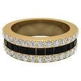 thumbnail image 5 of Mens Wedding Rings / Unisex Black Diamond 14K Solid Gold Accented Wide Halfway Diamond Ring 3.72 CT TW, 5 of 6