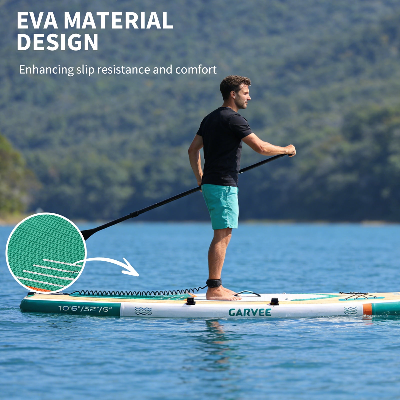 Inflatable Stand Up Paddle Board 11' Upright Paddle Board with Adjustable Aluminum Paddle, 33" Wide Stable Deck, Non-Slip Surface, for Adults & Youth