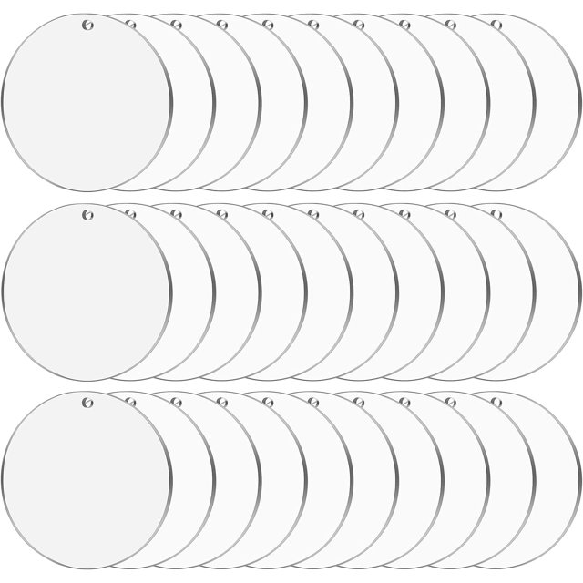 Ornaments Cludoo, acrílico transparente, 30 unidades, 8 cm de diámetro, para manualidades