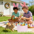 thumbnail image 4 of RICHMJ Easter Basket Seersucker Egg Hunt Bunny Baskets Canvas Bag Stripe Storage Gifts Candies Personalized Easter Party Gifts（Pink）, 4 of 6