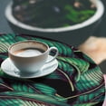 thumbnail image 3 of Ambesonne Tropical Fitted Round Tablecloth, Leaves Monochrome Back Art, 40"- 44" Diameter, Reseda Green and Pale Khaki, 3 of 5