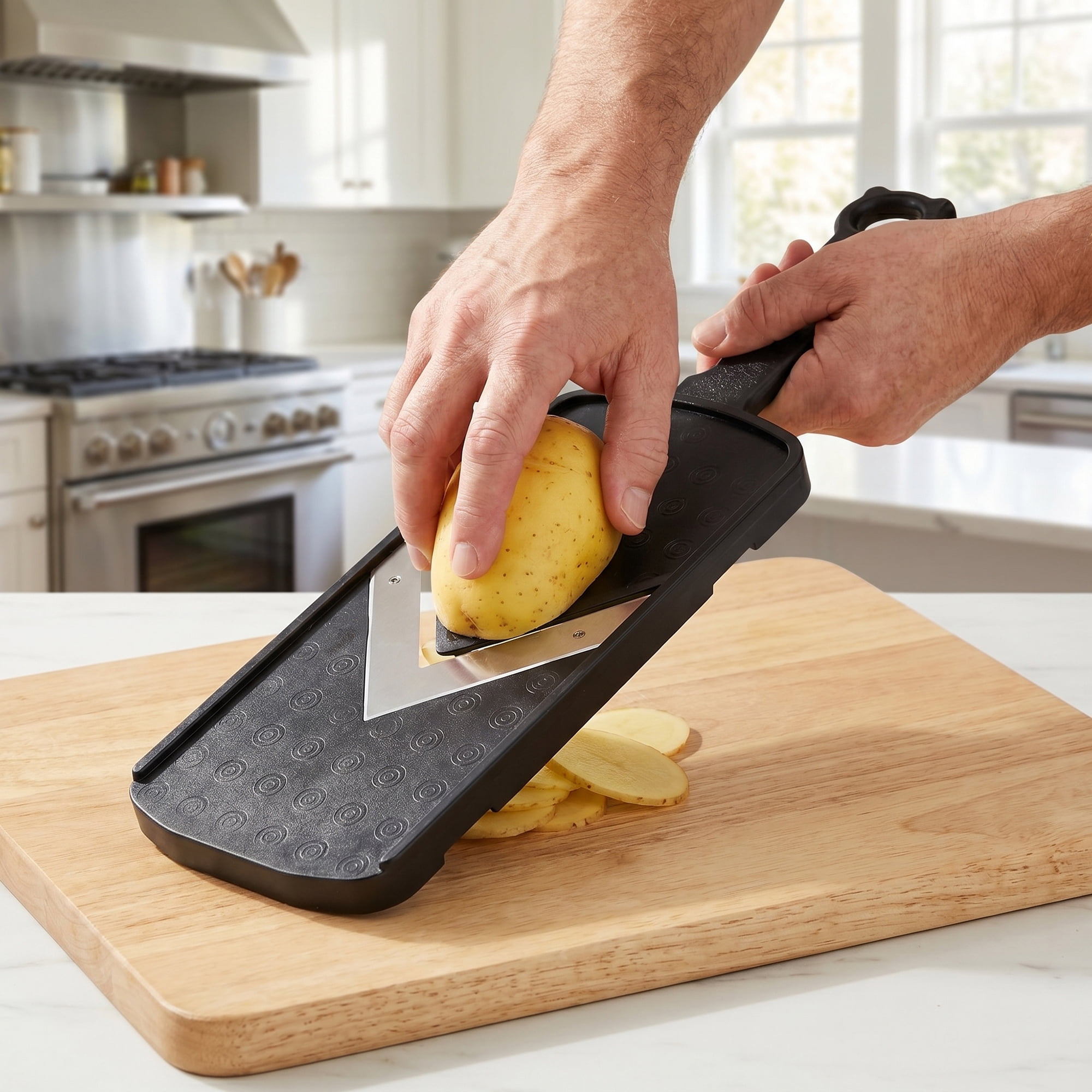 Unique Bargains 2 Pcs Mandoline Slicer for Kitchen Multifunctional Cutter Black 12.2"x3.6"