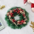 thumbnail image 3 of Gustave 12.6in Artificial Christmas Wreath Hanging Pine Needle Wreath with Pine Cone, Red Berry and Bow Ornament for Front Door Holiday Xmas Decor, 3 of 8