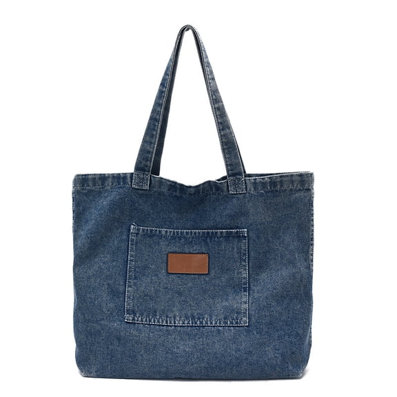 Denim Tote Bag for Women Shoulder Handbag Perfect for Work Shopping,Hobo Bag (Blue)