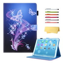 Allytech for Apple iPad 10th Generation 10.9 inch Case 2022 with Stand Pencil Holder Card Pockets [Auto Wake/Sleep] Slim PU Leather Magnetic Smart Folio Wallet Shockproof Cover,Purple Butterfly Flower