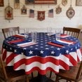 thumbnail image 6 of HCBY Patriotic Tablecloth, 59.06in Round Independence Day Tablecloth, Oil Resistant Stain Resistant Table Cover, 4th of July Party Decor Tablecloth, 6 of 6