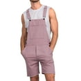 thumbnail image 1 of Dellytop Mens Solid Color Pockets Bib Overalls Romper Shorts Pink L, 1 of 4