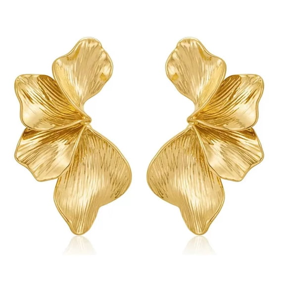 ZSPERKLA Chunky Gold Hoop Earrings for Women Gold Plated Statement Flower Leaf Angel Wing Dangle Earrings Trendy Jewelry Gift