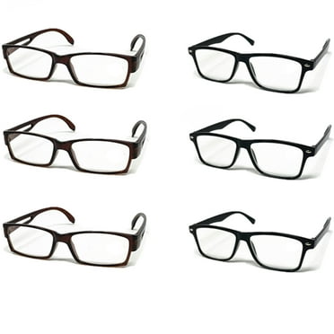 6 Pack Reading Glasses Men Women Unisex Readers Square Rectangle Frame  3.25