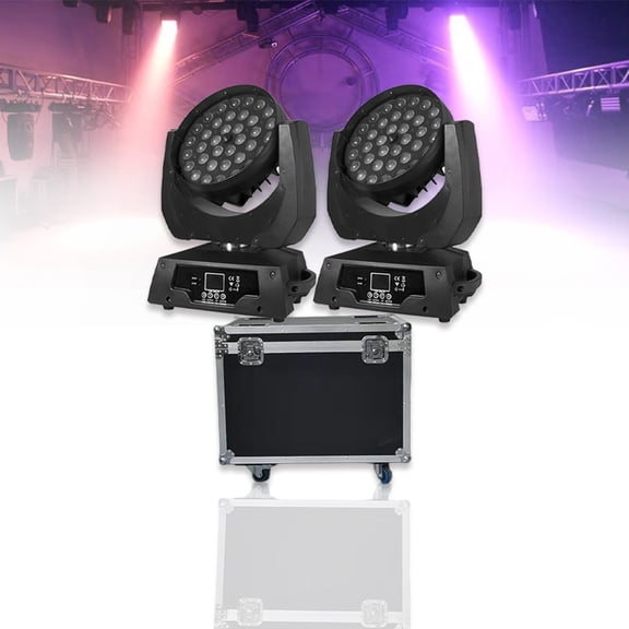 2Pcs LED Zoom Wash 36x18W Moving Head Light With 1Pcs Flycase Lyre Wash Zoom 6in1 Moving Head  Light
