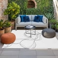 thumbnail image 2 of Modern White Outdoor Rug for Patio/Deck/Porch, Non-Slip Large Area Rug 5 x 8 Ft, Minimalist Abstract Ribbon A Sketch Rt Indoor Outdoor Rugs Washable Area Rugs, Reversible Camping Rug Carpet Runner, 2 of 8