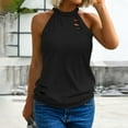 thumbnail image 3 of Tank Tops for Women Halter Neck Summer Loose Rocker Sleeveless Casual Shirts Blouses Camis Top, 3 of 8